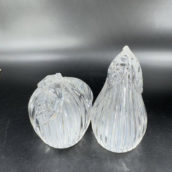 Gorham Apple And Pear Fruit Salt And Pepper Shakers Set 2 Clear Vintage Crystal - Picture 9 of 13